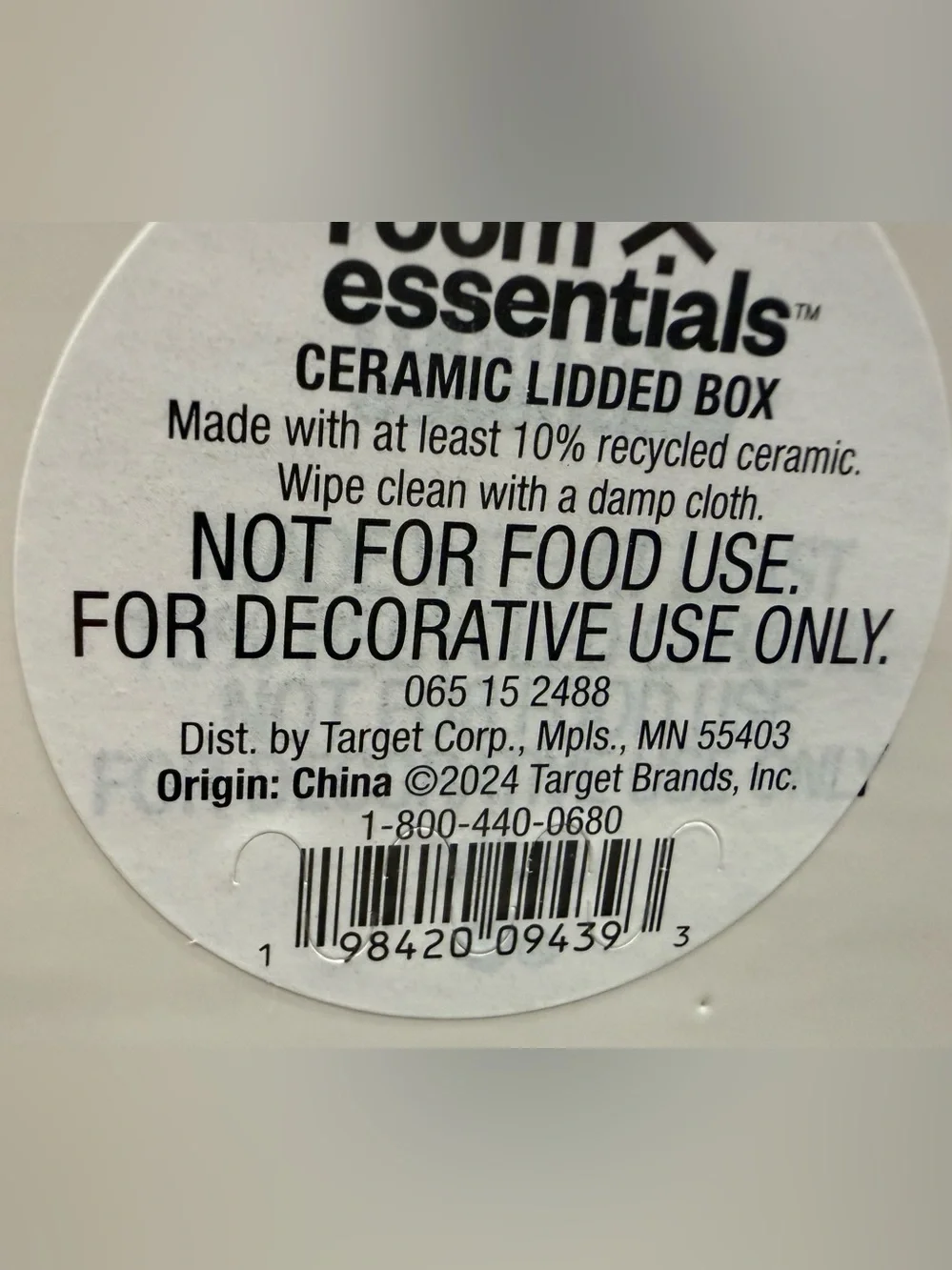 Ceramic White Ceramic Lidded Box by Room Essentials 4 1/2” H x 5 1/4” W (Sealed)